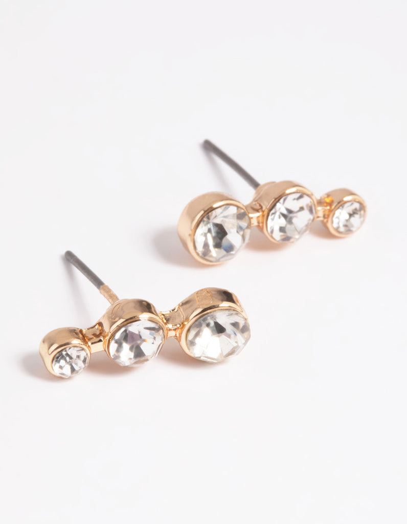 Gold Diamante Crawler Stud Earrings