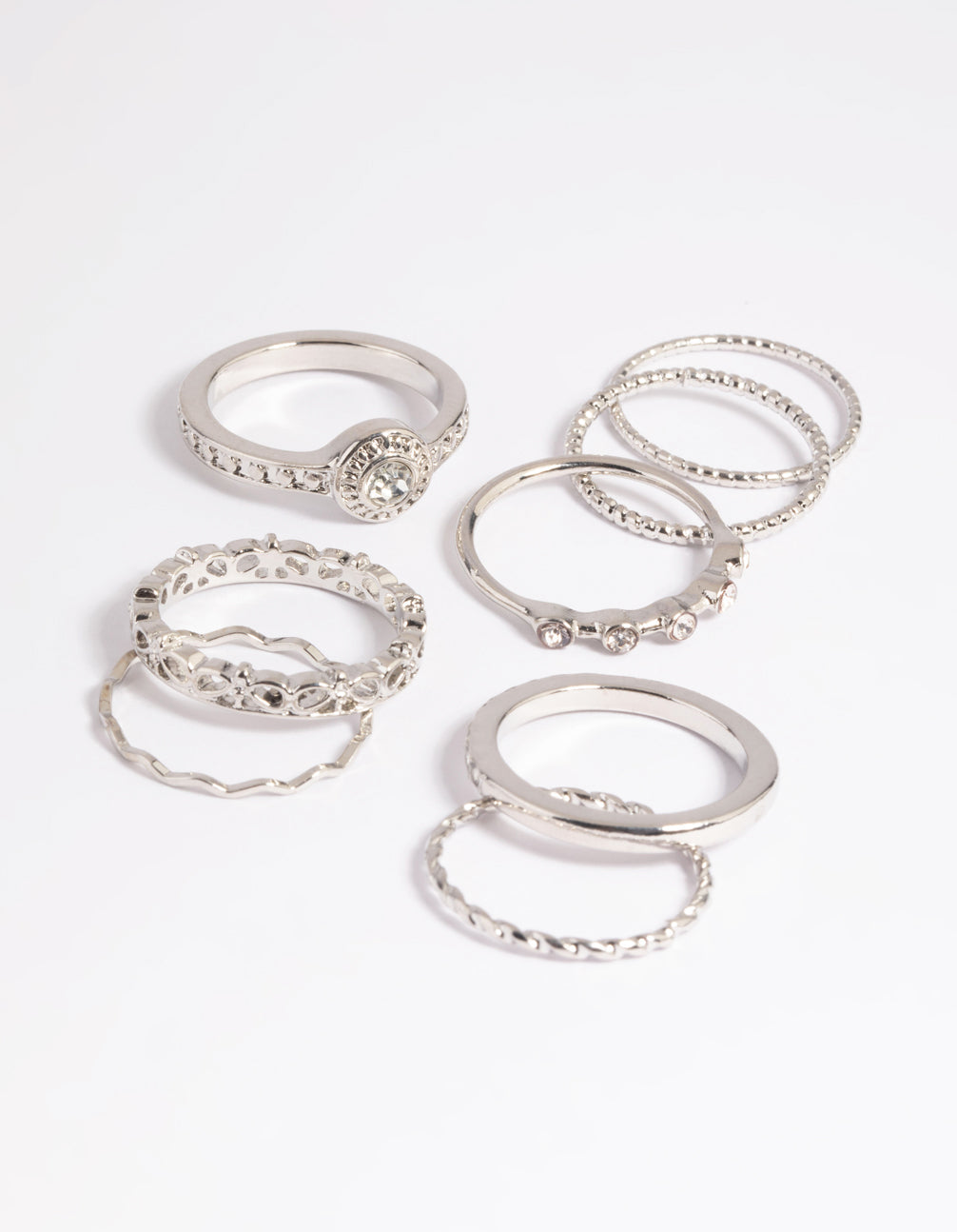Lovisa Silver Classic Wrap Ring 3-Pack, Size: Small/Medium in 2023