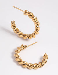 Gold Plated Surgical Steel Twisted Hoop Earrings - link has visual effect only