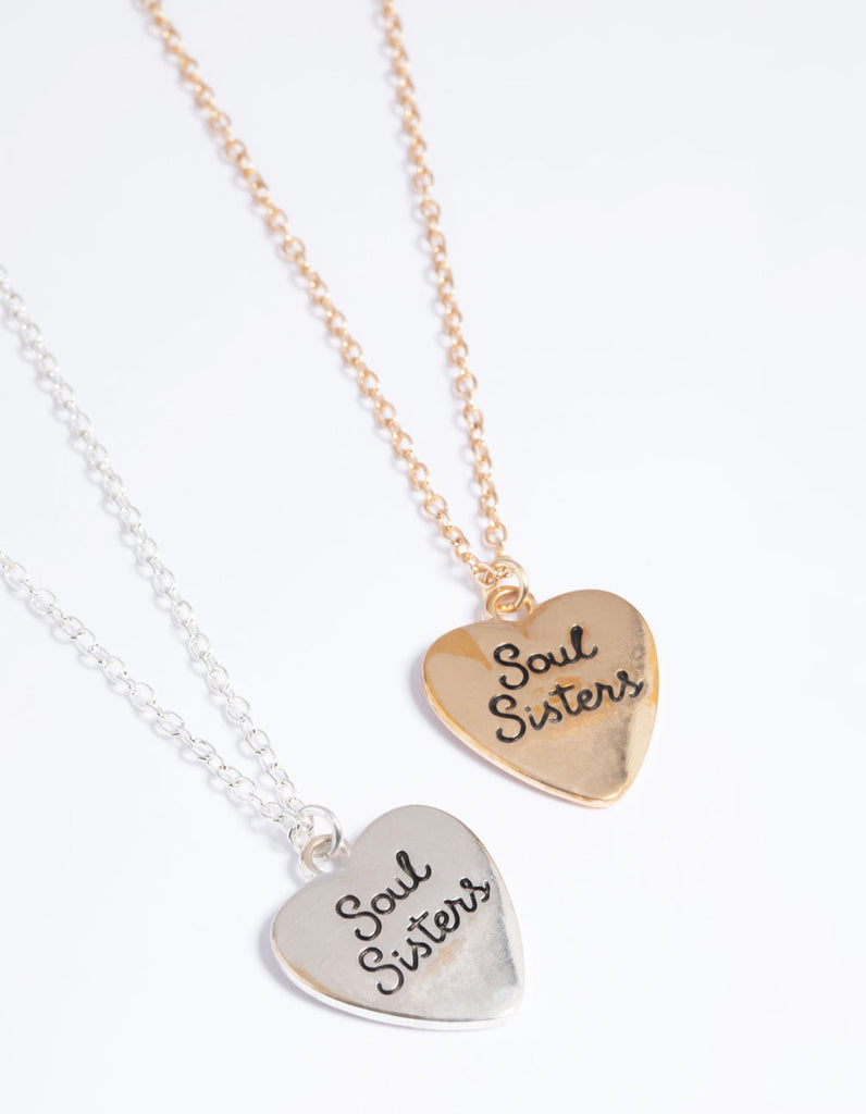 Mixed Metal Soul Sisters Heart Necklace Pack