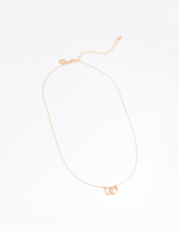 Gold Interlocked Heart Necklace