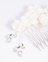 Silver Floral Hair Comb - link has visual effect only