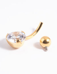 Gold Plated Surgical Steel Diamante Belly Bar - link has visual effect only