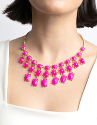 Pink Stone Statement Necklace - link has visual effect only