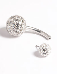 Platinum Plated Titanium Threadless Crystal Pave Belly Bar - link has visual effect only