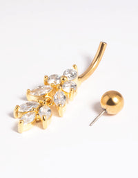 Gold Plated Titanium Threadless Marquise Crystal Belly Bar - link has visual effect only