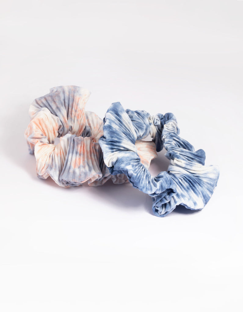 Pleated Tie Dye Scrunchie Set