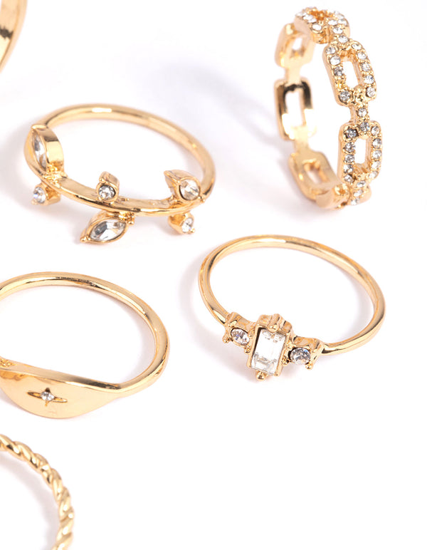 Gold Leaves Ring 8-Pack