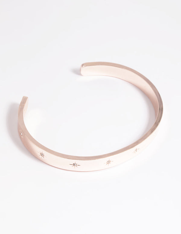 Rose Gold Diamante Star Cuff Bracelet