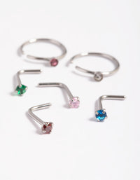 Surgical Steel Rainbow Nose Stud 6-Pack - link has visual effect only