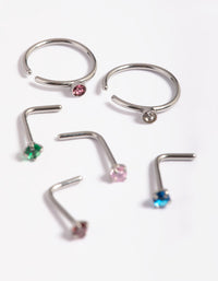 Surgical Steel Rainbow Nose Stud 6-Pack - link has visual effect only