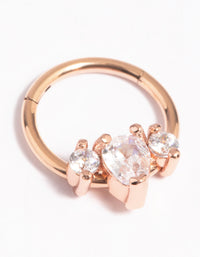 Rose Gold Plated Titanium Marquise Clicker Ring - link has visual effect only