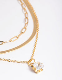 Gold Plated Cubic Zirconia Chain Necklace - link has visual effect only