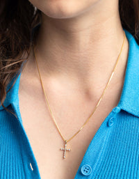 Gold Plated Cubic Zirconia Cross Chain Necklace - link has visual effect only