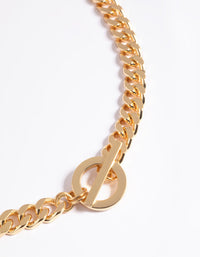 Gold Plated Fob Curb Chain T&O Necklace - link has visual effect only