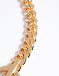 Gold Plated Fob Curb Chain T&O Necklace - link has visual effect only