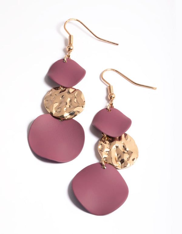Gold Wrapped Circle Graduated Drop Earrings
