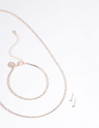 Rose Gold Diamante Necklace Bracelet & Earrings Set - link has visual effect only