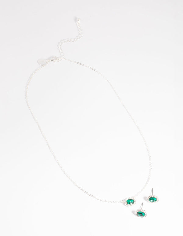 Green Stone Necklace & Earrings Set