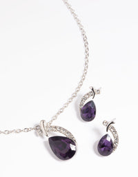 Purple Pear Stone Necklace & Earrings Set - link has visual effect only