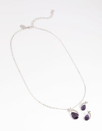 Purple Pear Stone Necklace & Earrings Set - link has visual effect only