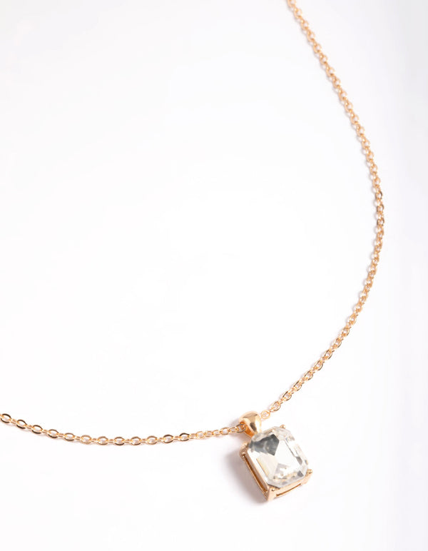 Gold Basic Encased Emerald Necklace