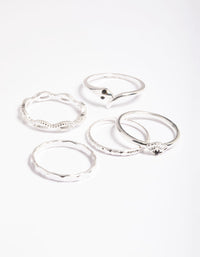 Silver Serpent & Evil Eye Rings 5-Pack - link has visual effect only