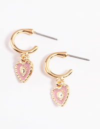 Gold Textured Heart Huggie Earring - link has visual effect only