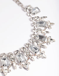 Rhodium Diamanate Statement Stone Necklace - link has visual effect only
