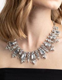 Rhodium Diamanate Statement Stone Necklace - link has visual effect only