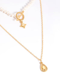 Gold Plated Freshwater Pearl Fob Necklace - link has visual effect only