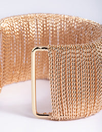 Gold Wide Chain Cuff Bangle Bracelet - link has visual effect only