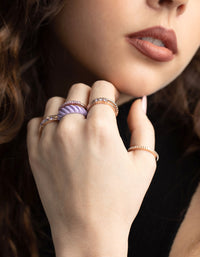 Rose Gold Diamante Crescent Ring Stack Pack - link has visual effect only