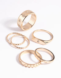 Gold Pearl Croissant Ring Stack Pack - link has visual effect only