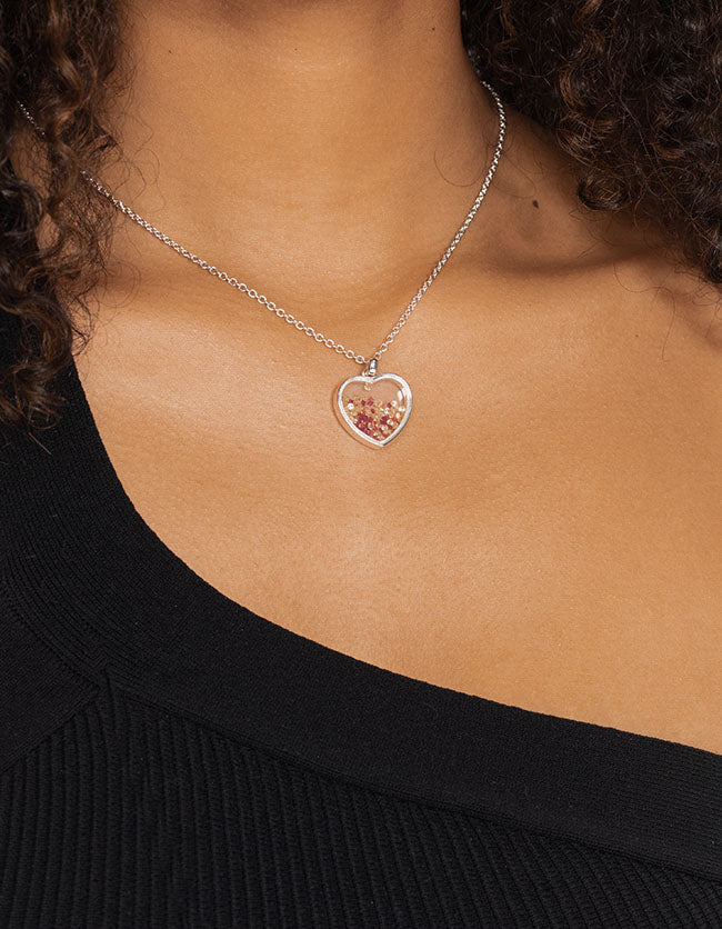 Silver Heart Diamante Shaker Necklace