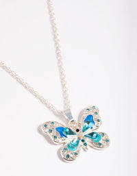 Silver Statement Diamante Butterfly Necklace - link has visual effect only