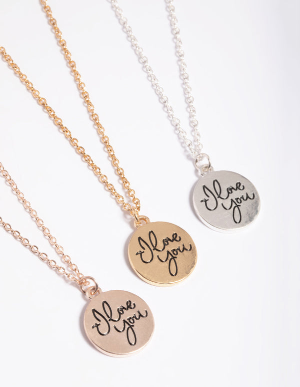 Mixed Metal ILY BFF Necklace Pack