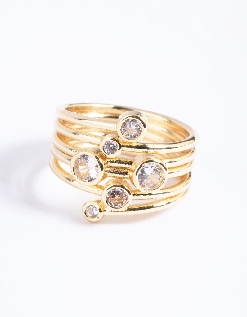 Gold Plated Cubic Zirconia Stone Ring
