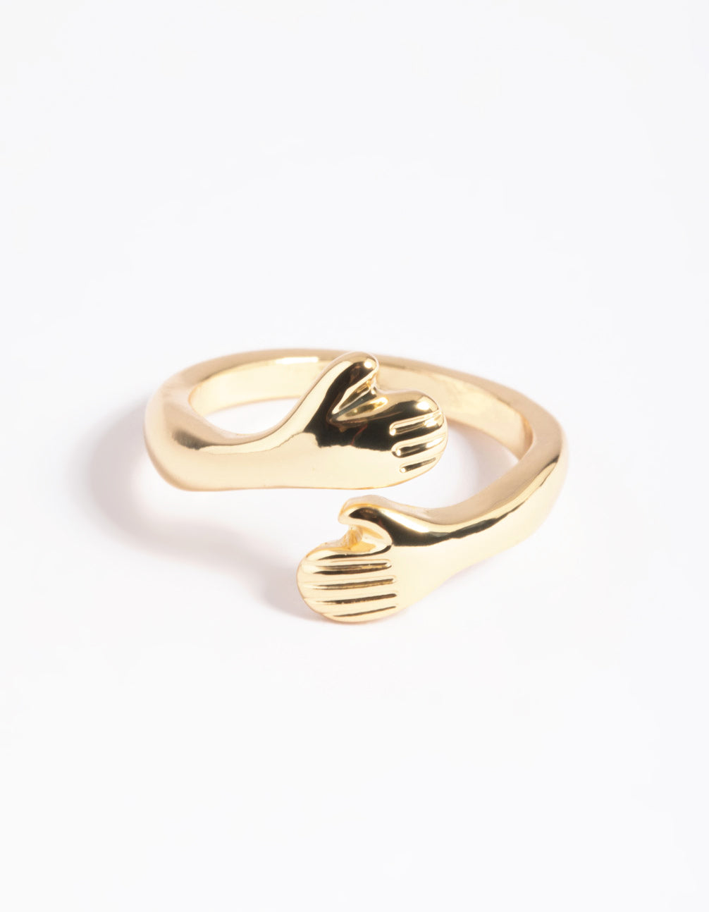 Gold Plated Hugging Hands Ring