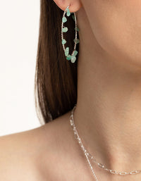 Silver Green Aventurine Hoop Earrings - link has visual effect only