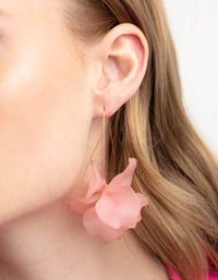 Pink Frosted Flower Drop Earrings - link has visual effect only