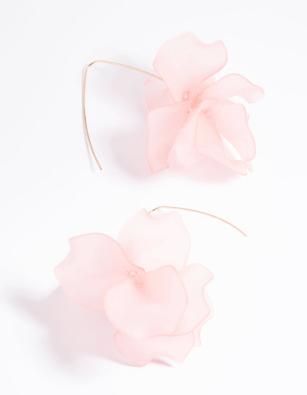 Pink Frosted Flower Drop Earrings