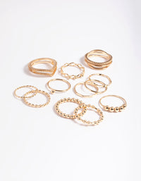 Gold Mixed Ball Ring Stack Pack - link has visual effect only