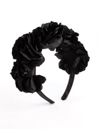 Black Satin Flower Veil Headband - link has visual effect only