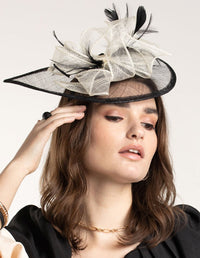 Black & White Sinamay Feathered Fascinator - link has visual effect only