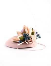 Blush Fabric Pillbox With Floral & Quill Detail - link has visual effect only