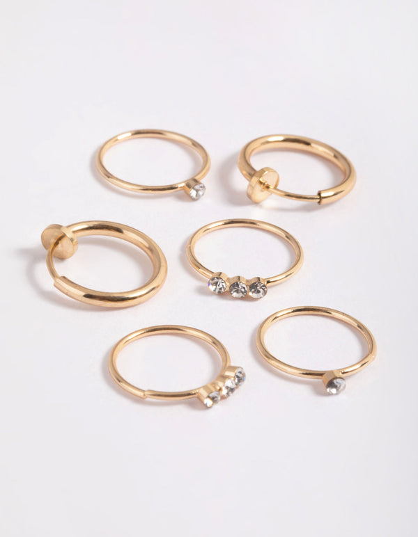 Gold Diamante Row Ring Pack