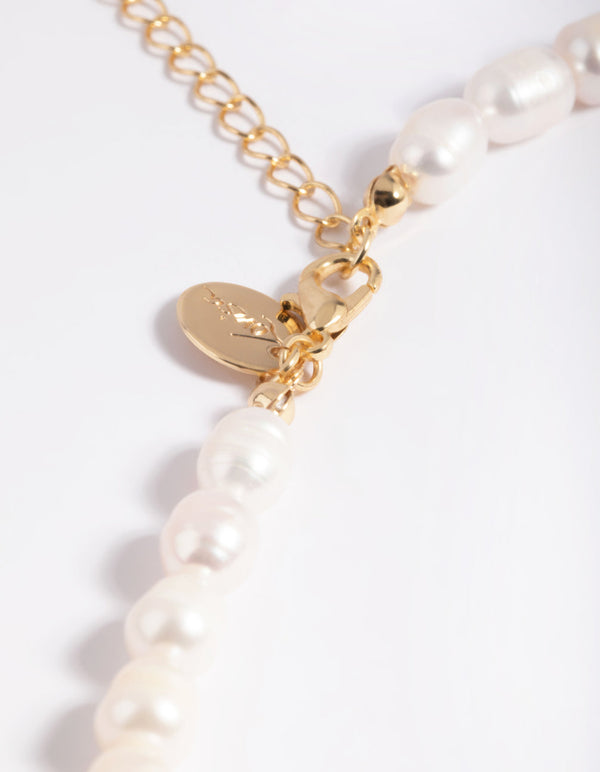 Gold Plated Freshwater Keshi Pearl Drop Necklace