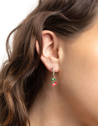 Gold Diamante Cherry Huggie Earrings - link has visual effect only