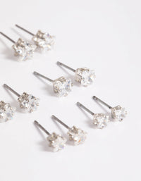 Cubic Zirconia Star and Square Earrings 6-Pack - link has visual effect only